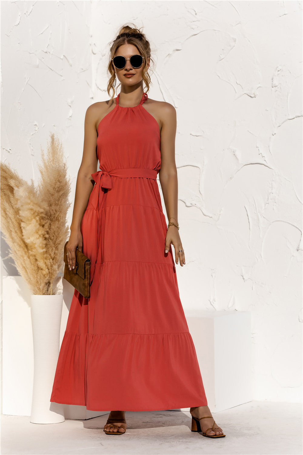Halter Neck Tiered Maxi Dress: Effortless Elegance | The Exclusive Emerald THE EXCLUSIVE EMERALD Halter Neck Tiered Maxi Dress: Effortless Elegance | The Exclusive Emerald THE EXCLUSIVE EMERALD