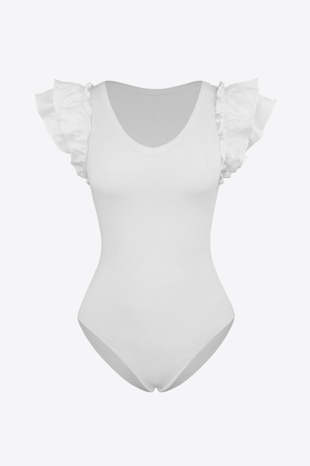 Ruffled Deep V-neckline Bodysuit