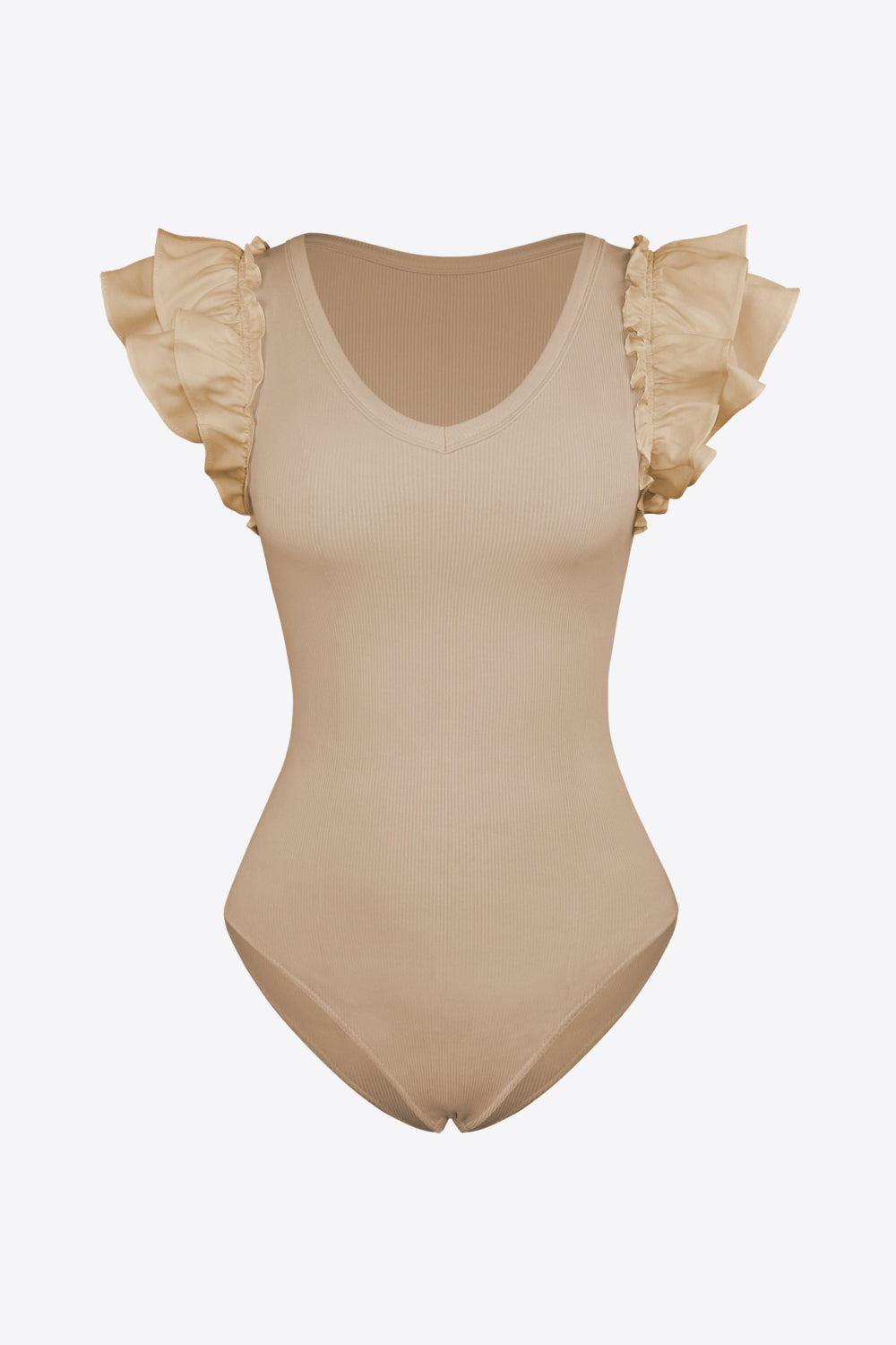 Ruffled Deep V-neckline Bodysuit