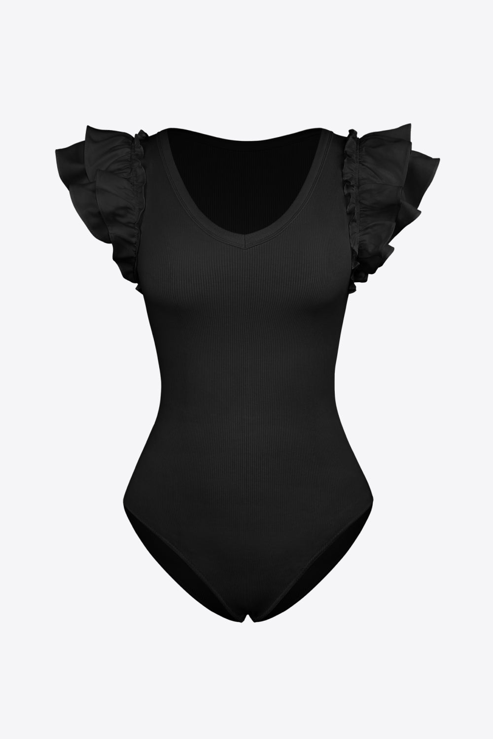 Ruffled Deep V-neckline Bodysuit