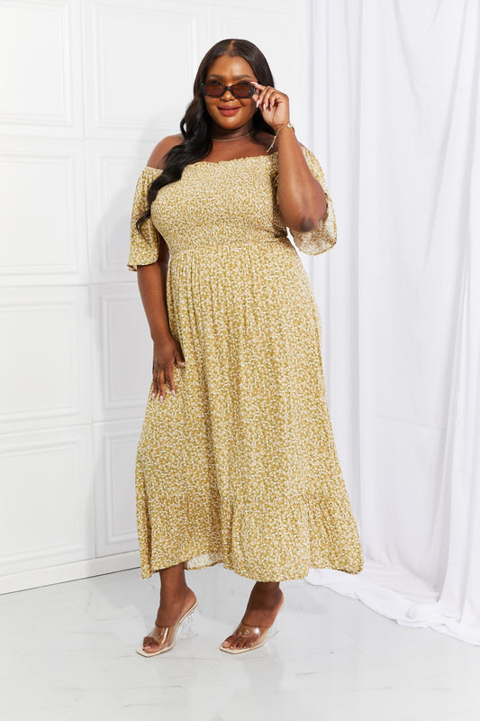 Stylish Floral Smocked Dress - The Exclusive Emerald