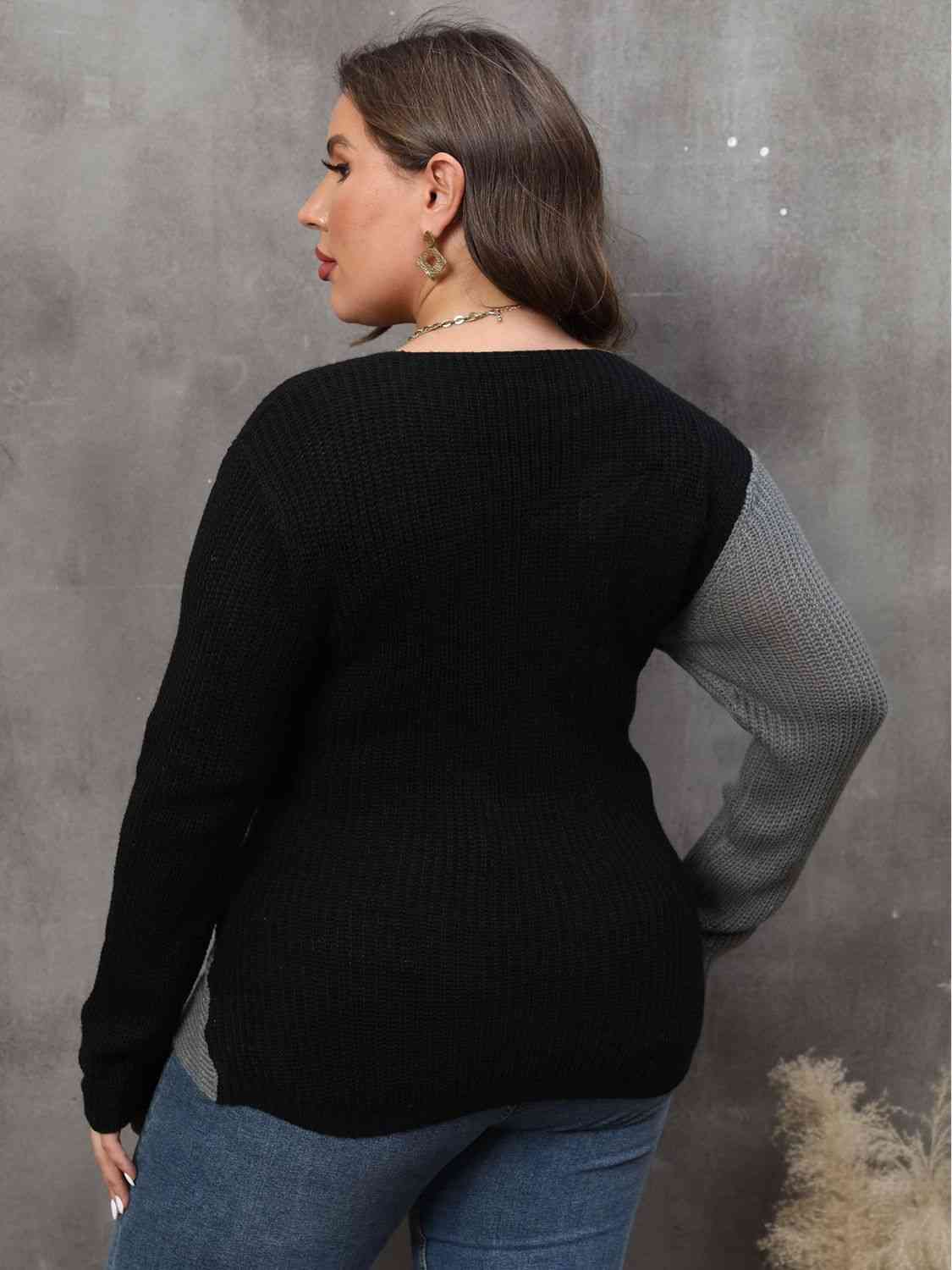 Chic Two-Tone Plus Size Sweater