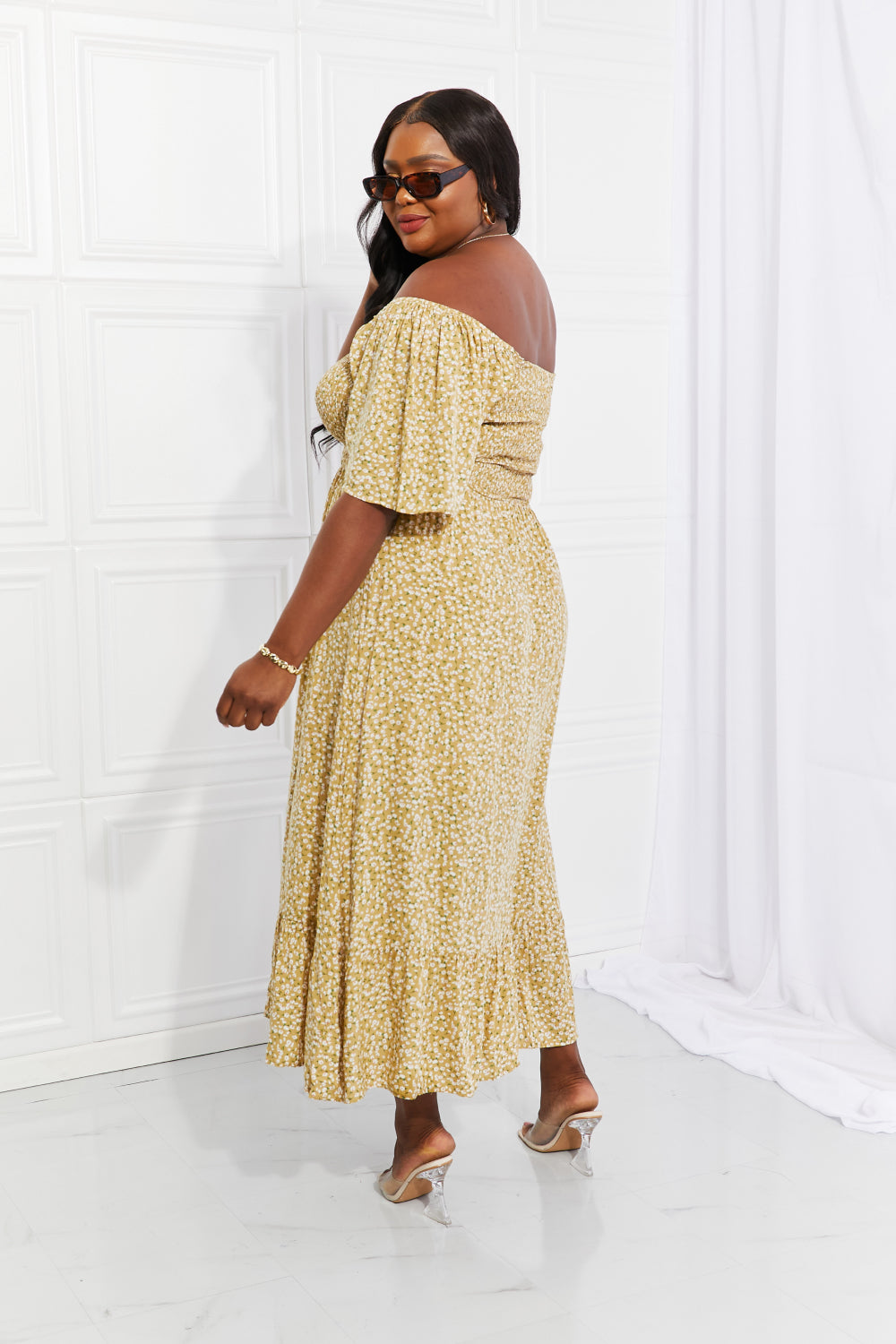 Stylish Floral Smocked Dress - The Exclusive Emerald